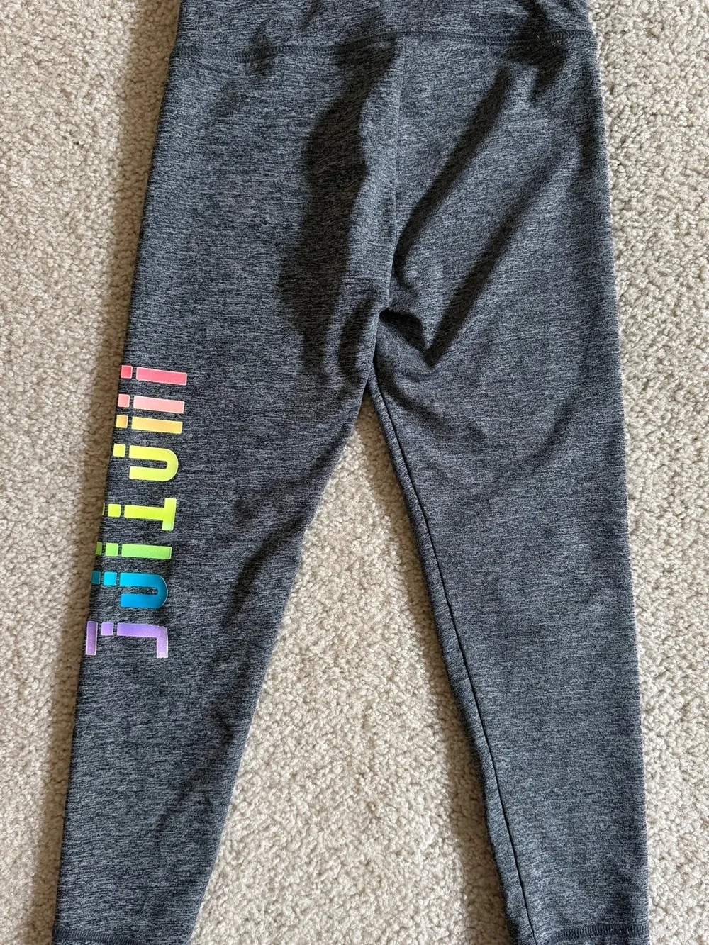 Justice Charcoal Leggings with Rainbow Side Logo